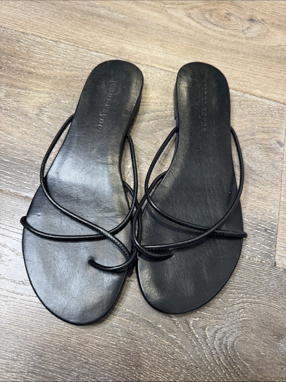 Jenni Kayne Black Leather Strappy Slide Sandals MK